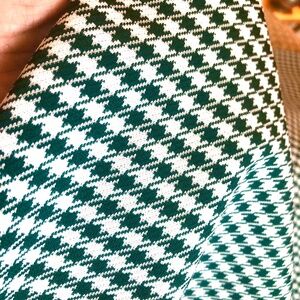 VTG 70s Dk Green/White Houndstooth Checked Polyester Knit Fabric 63"w X 68"L
